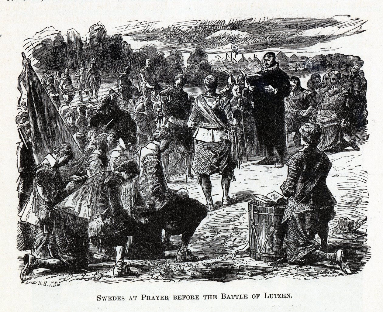 Suecos em oração antes da batalha de Lützen, 1882 de Unbekannt