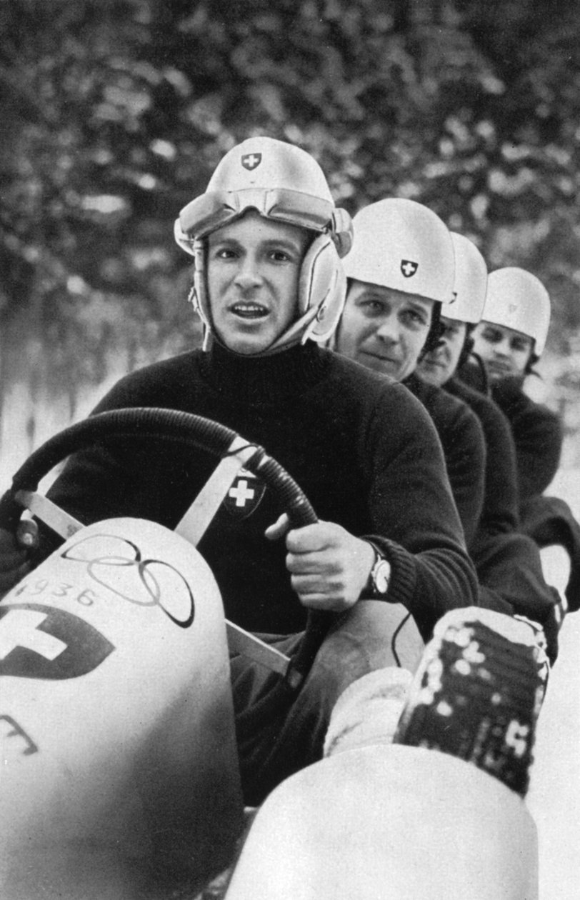 Equipe suíça de trenó de quatro homens, Jogos Olímpicos de Inverno, Garmisch-Partenkirchen, Alemanha, 1936 de Unbekannt