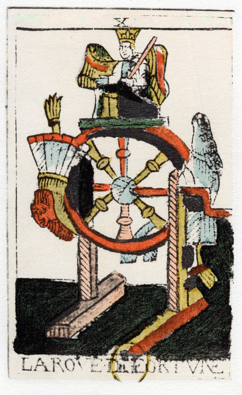 Carta de tarô da roda da fortuna, Noblet Tarot, século XVII. de Unbekannt