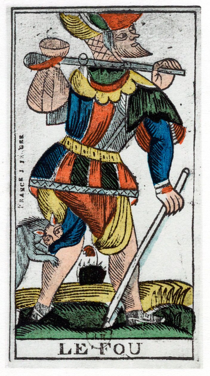 Carta de tarô do Louco, Jergot Tarot, século XVII. de Unbekannt