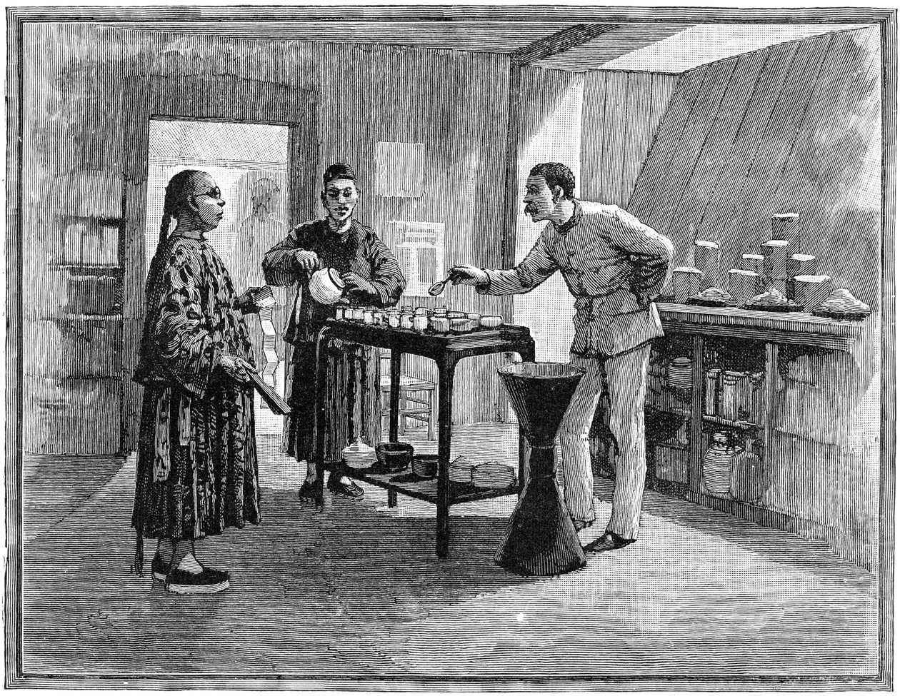 Degustação de chá na China, 1888 de Unbekannt
