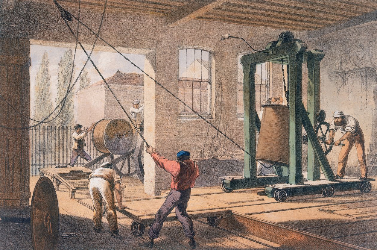 Fio de telégrafo nas obras de Greenwich, c1865 de Unbekannt
