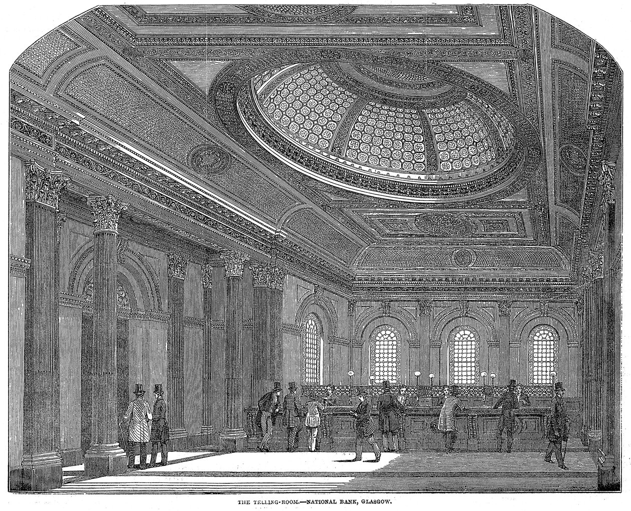 Sala de contar, Banco Nacional da Escócia, Glasgow, c1860 de Unbekannt