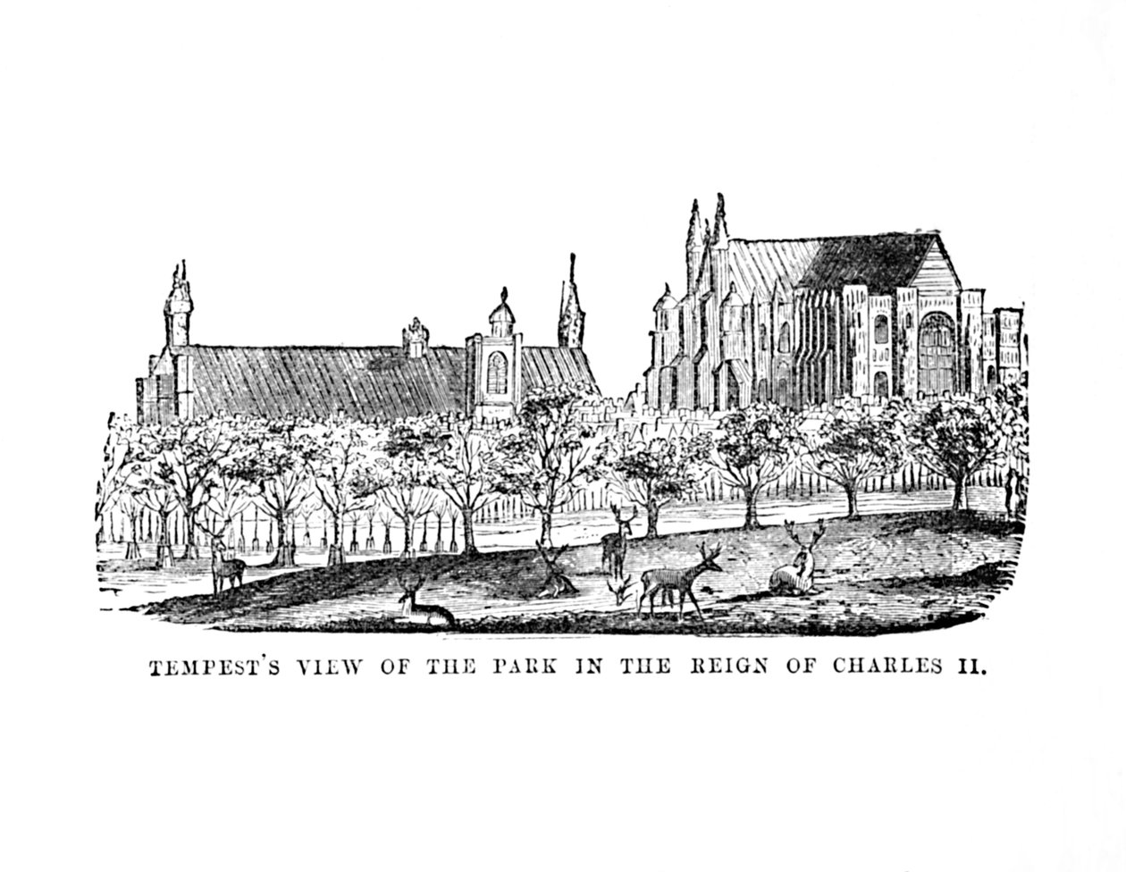 Tempestades Vista do parque no reinado de Carlos II, c1870 de Unbekannt