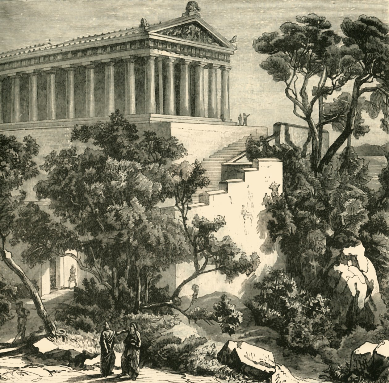 Templo de Poseidon e coroa, 1890. de Unbekannt