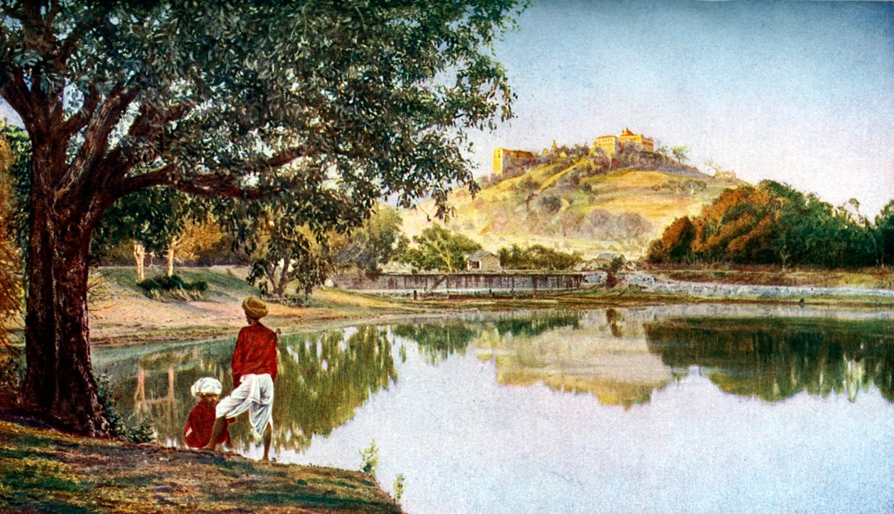 Templo da deusa Parvati, esposa de Shiva, sudoeste de Pune, Maharashtra, Índia, c1924 de Unbekannt