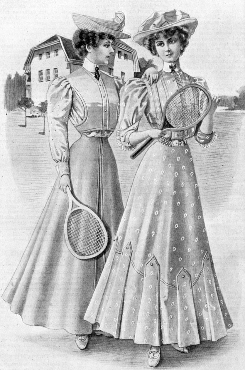Vestidos de tênis, roupas de meninas para agosto de 1906 de Unbekannt