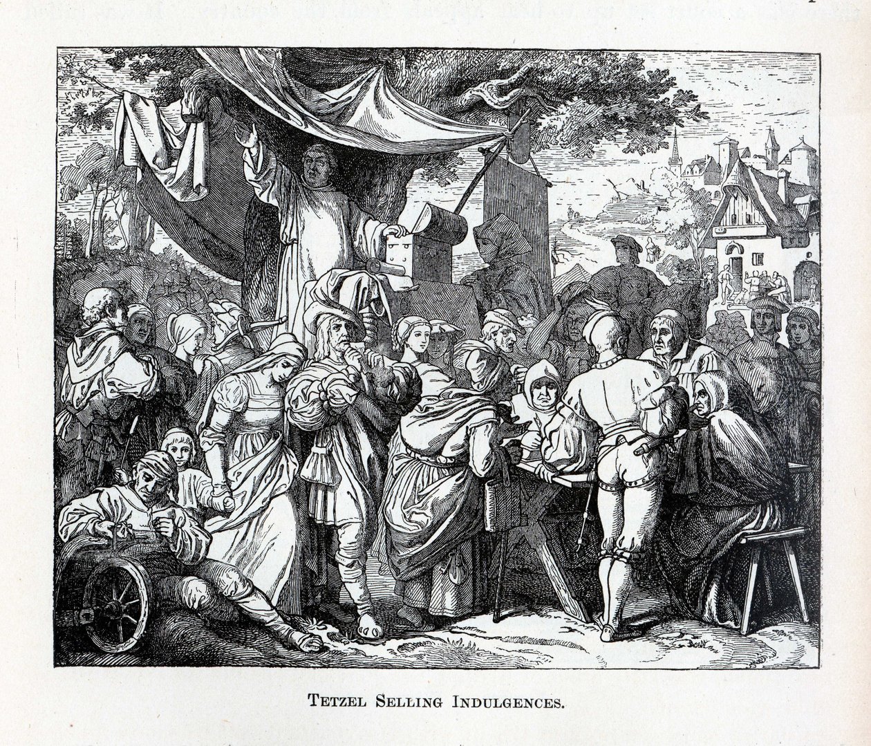 Tetzel vendendo indulgências, 1882 de Unbekannt