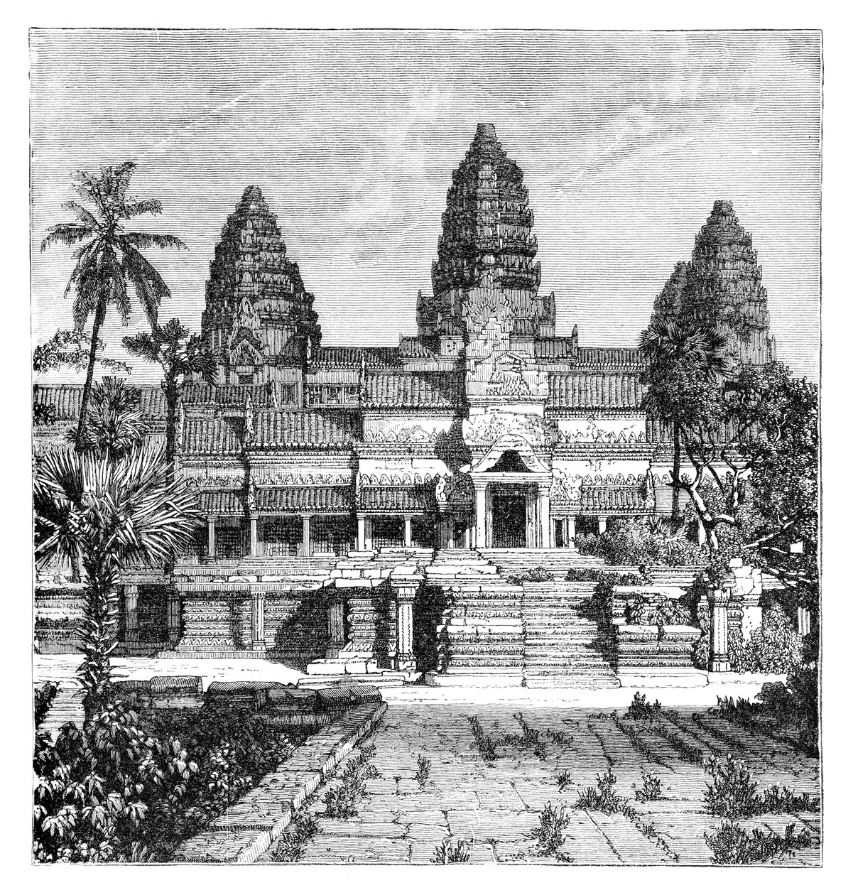 A fachada principal do templo em Angkor-Wat, Camboja, 1895 de Unbekannt