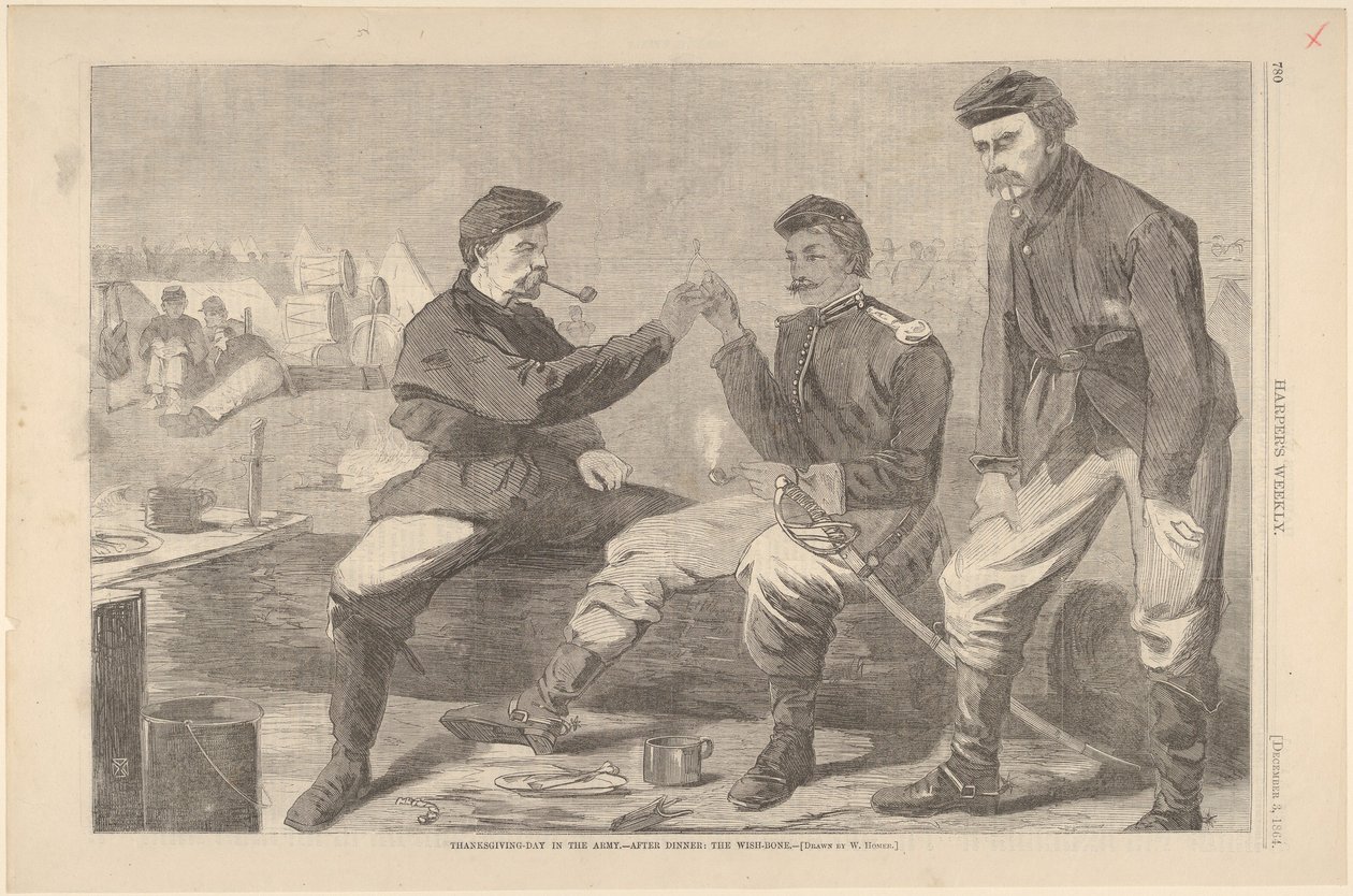Dia de Ação de Graças no Exército - Após o jantar: The Wish-Bone Harpers Weekly, V ..., 3 de dezembro de 1864. de Unbekannt