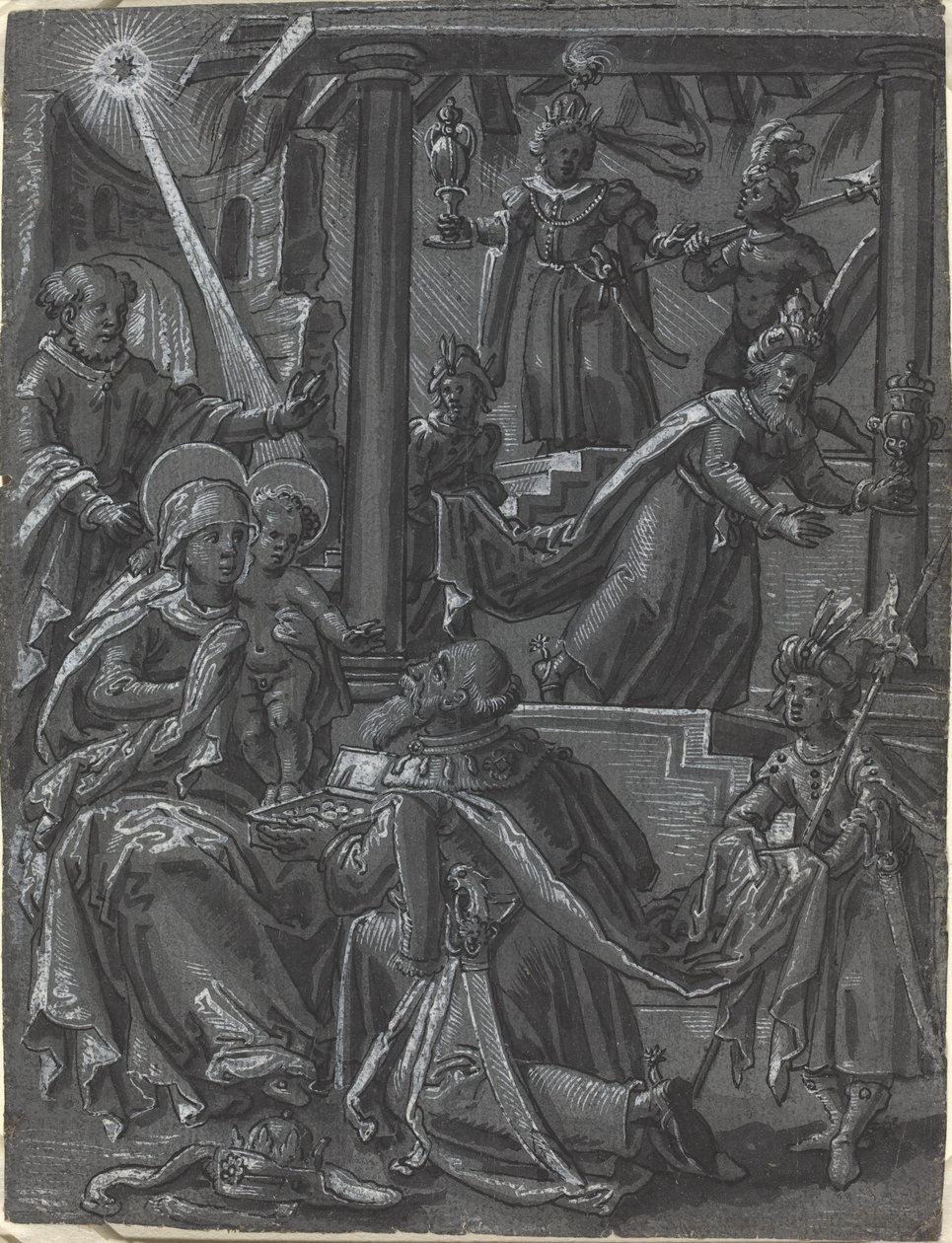 A Adoração dos Reis [reto], c. 1600. de Unbekannt