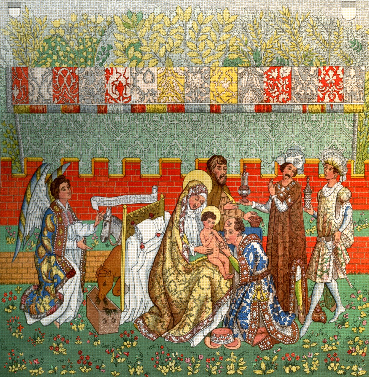 A Adoração dos Reis Magos, a tapeçaria de Berna, século XIV, 1870 de Unbekannt