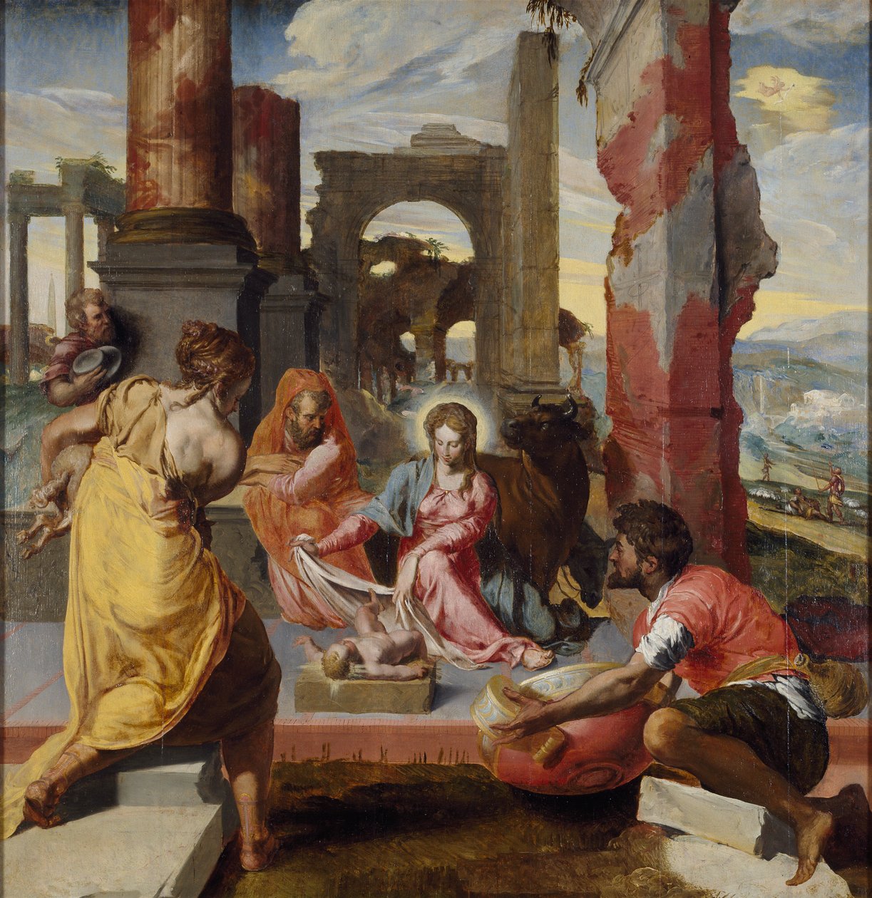 A Adoração dos Pastores, c1560-1570 de Unbekannt