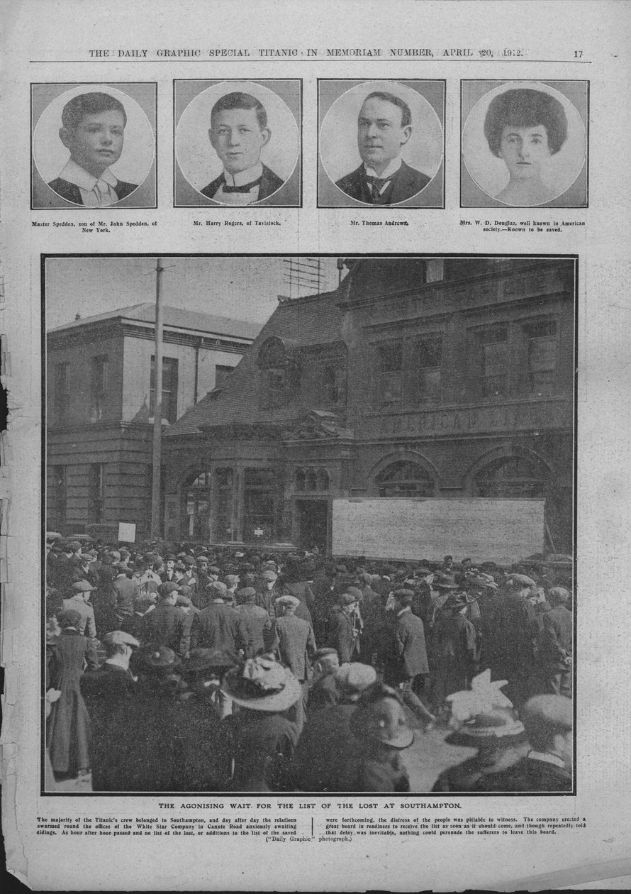 A Espera Agonizante pela Lista dos Perdidos em Southampton, 20 de abril de 1912. de Unbekannt