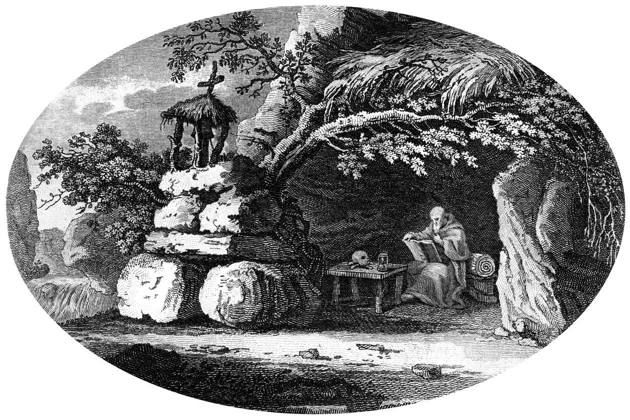 Os antigos eremitas, século c19 de Unbekannt