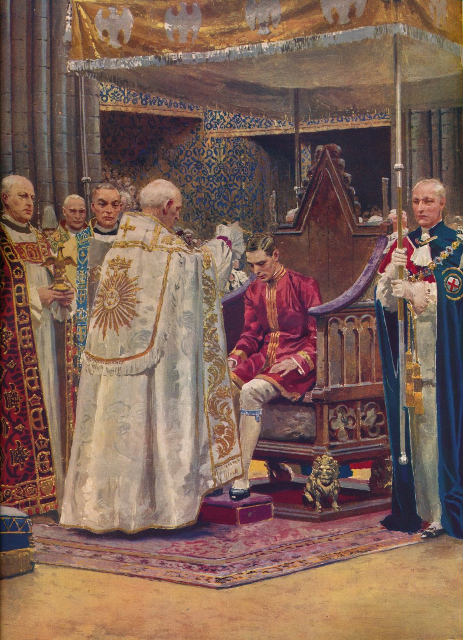 A Unção: O Arcebispo Fazendo o Sinal da Cruz na Cabeça dos Reis, 1937 de Unbekannt