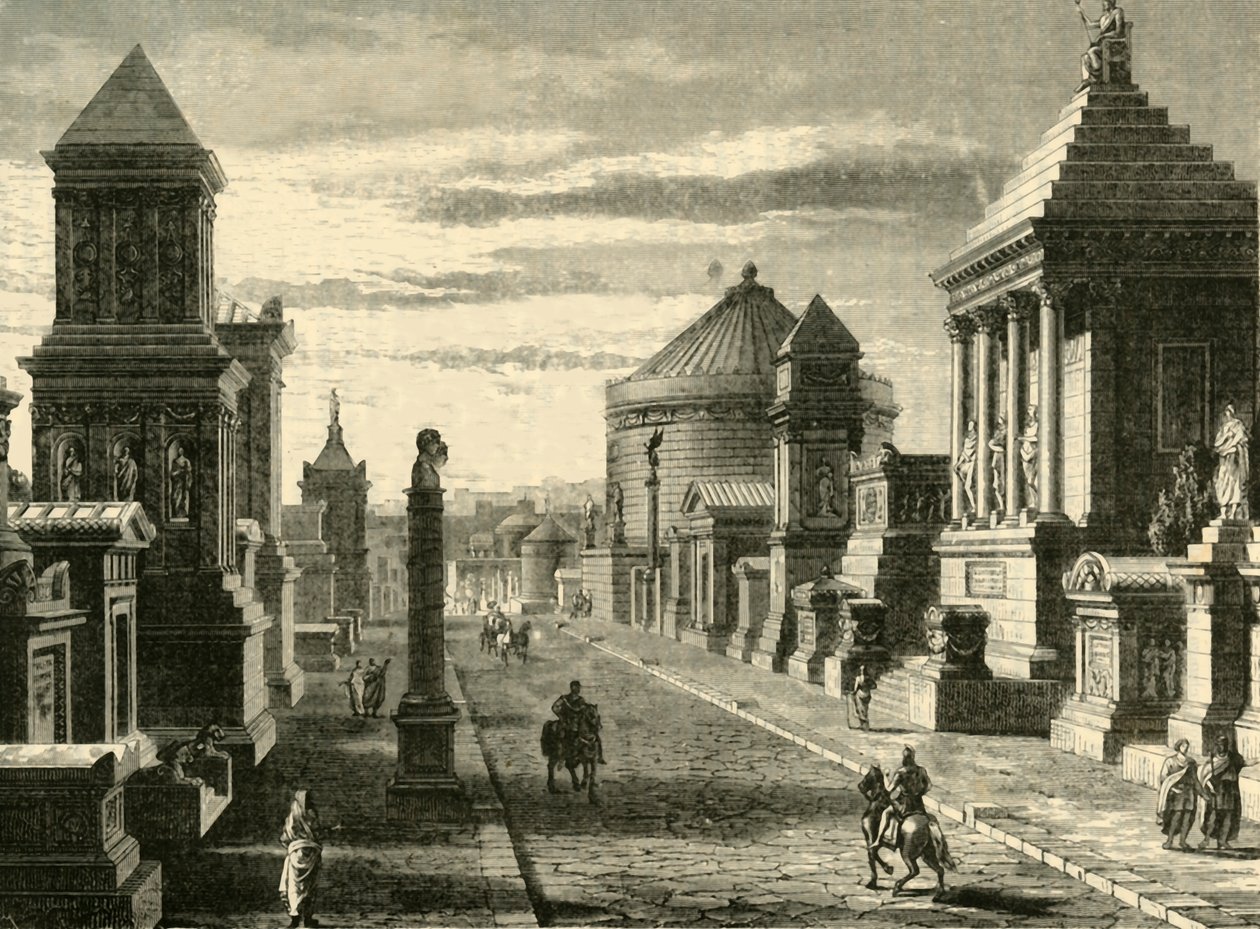 A Via Ápia em Roma restaurada, 1890. de Unbekannt