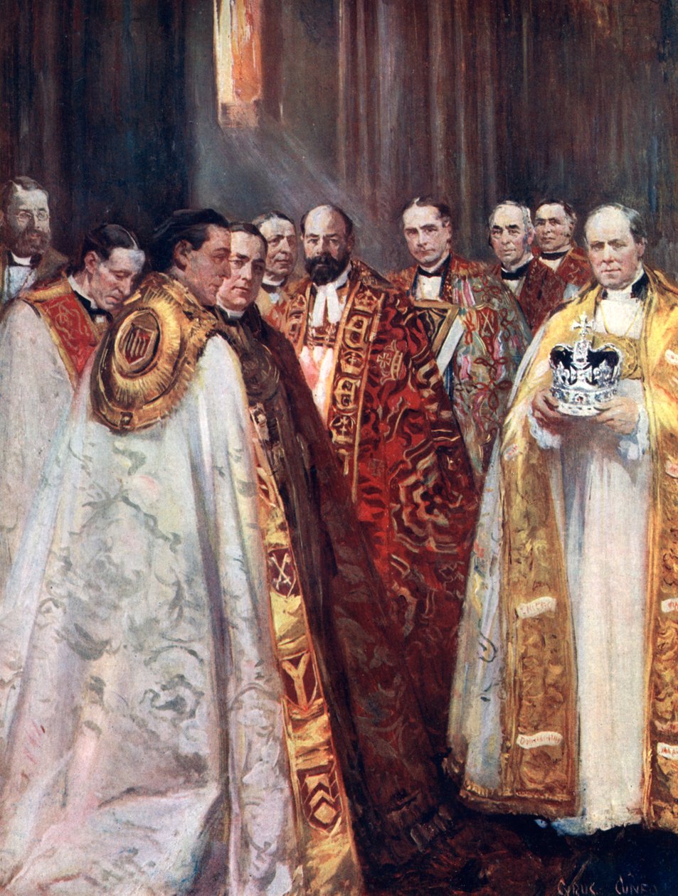 O arcebispo de Canterbury e York, e outros prelados, a coroação de Unbekannt