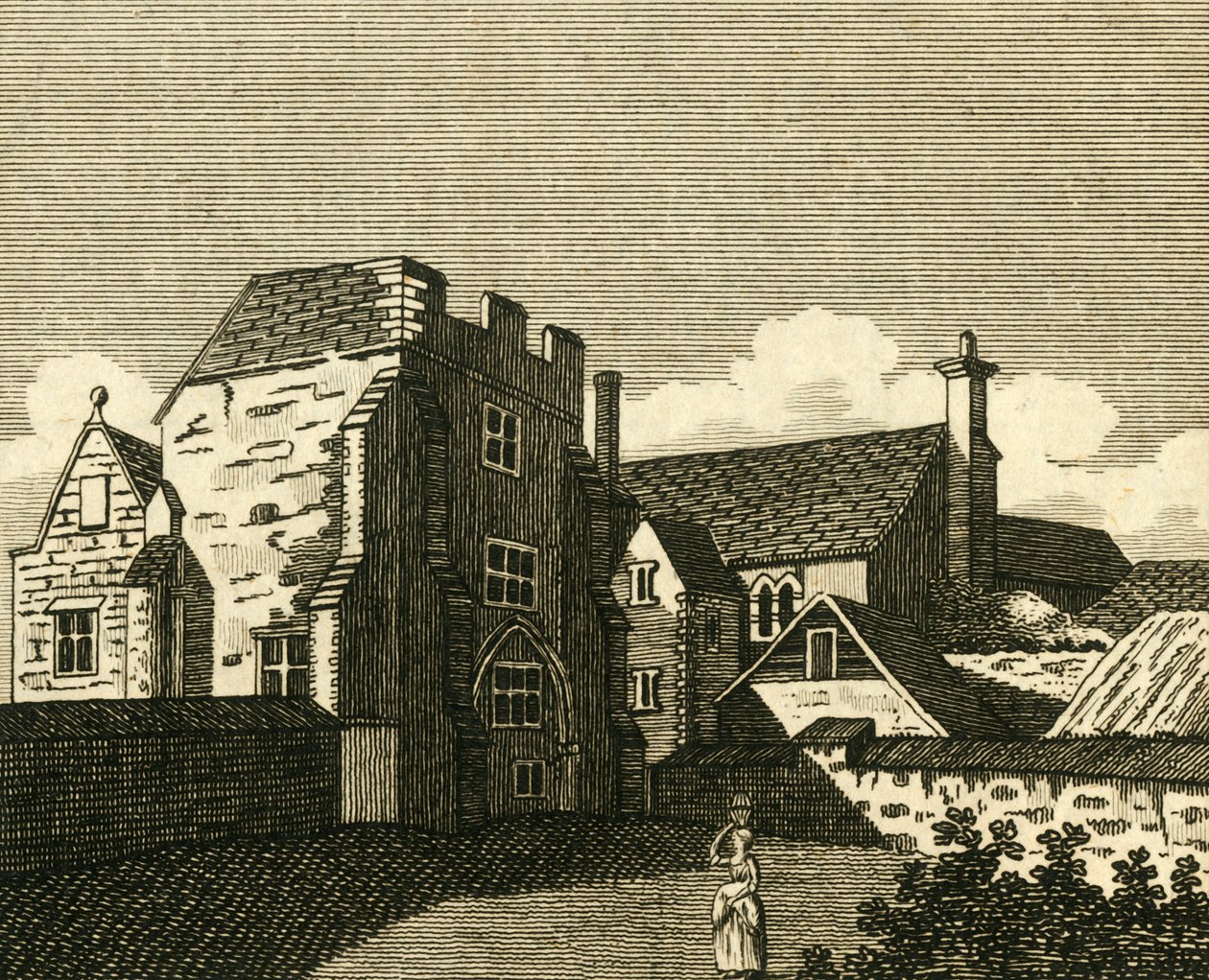 O grande salão do palácio dos arcebispos, em Canterbury, c1786. de Unbekannt