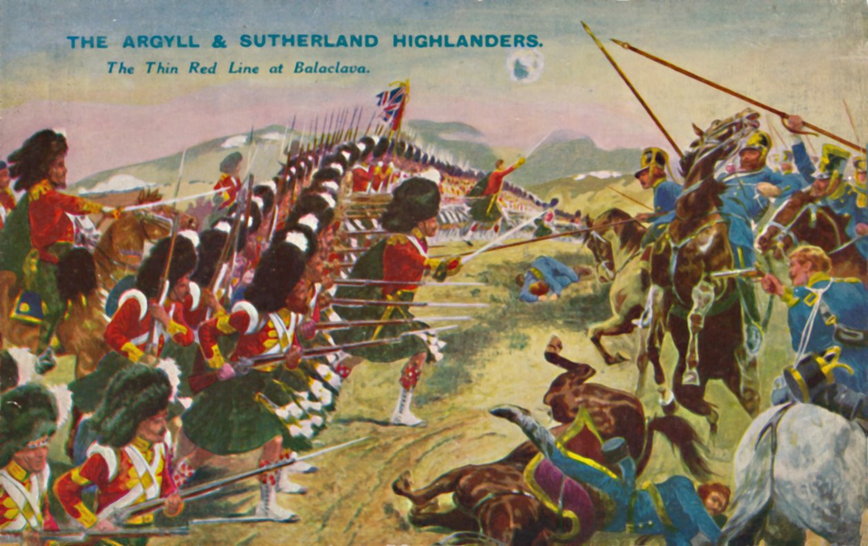 Os Highlands de Argyll & Sutherland. A fina linha vermelha em Balaclava, 1854, 1939 de Unbekannt
