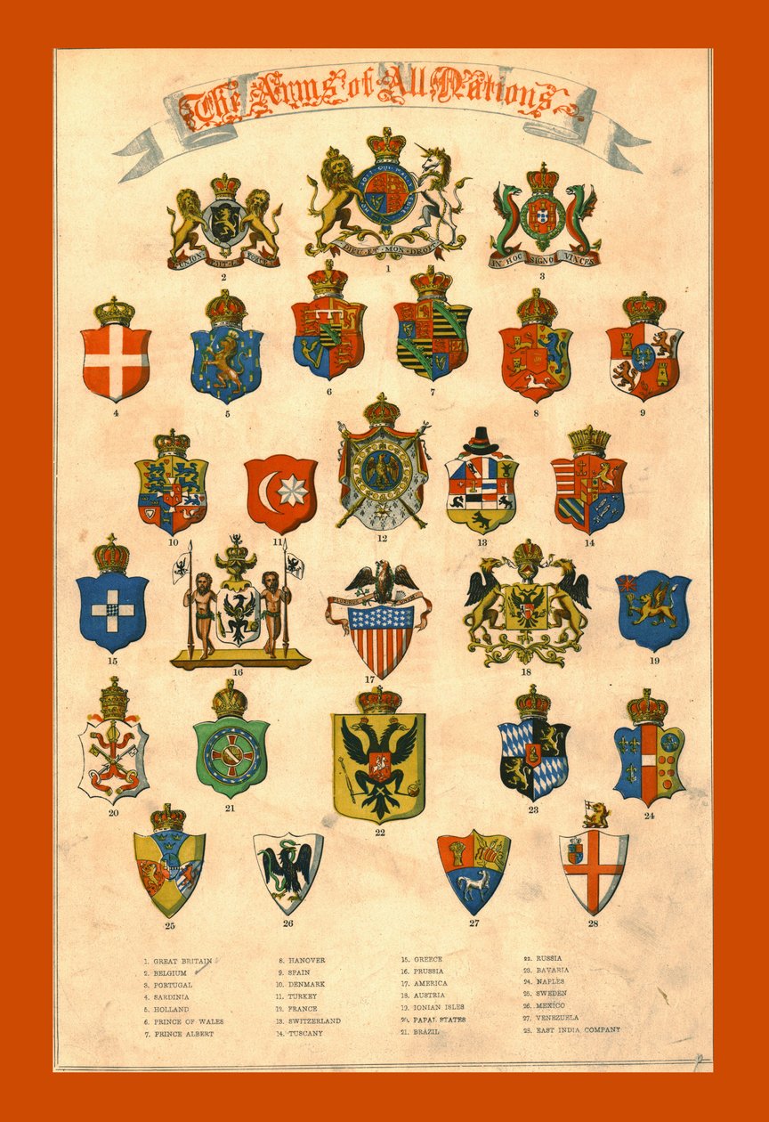 Os braços de todas as nações, 1858. de Unbekannt