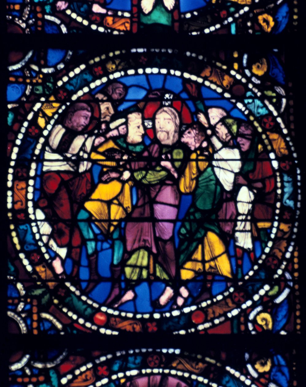 A prisão de Cristo Beijo de Judas, vitral, Catedral de Chartres, 1194-1260 de Unbekannt