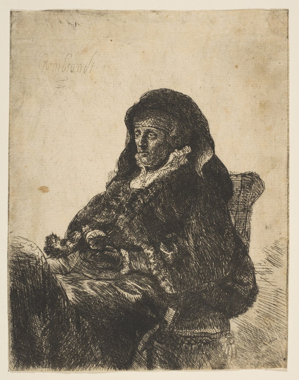 A Mãe dos Artistas Sentada à Mesa, Olhando à Esquerda: Três Quartos, depois de 1631. de Unbekannt