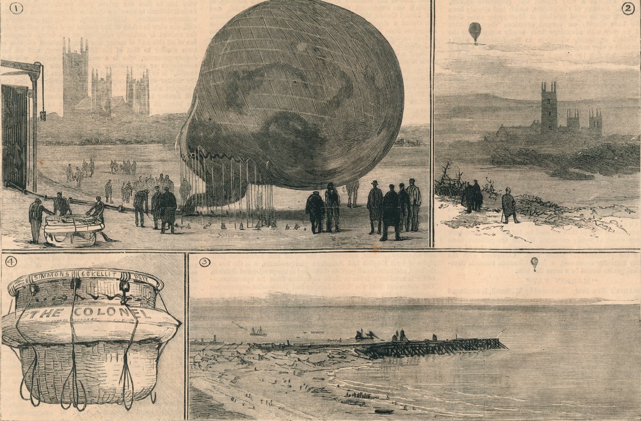 A tentativa de balão de viagem através do canal, 1882. de Unbekannt