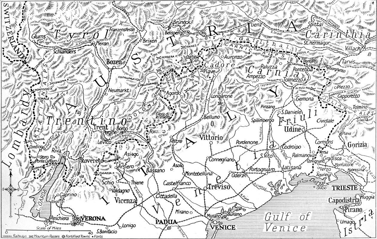A fronteira austríaca da Itália, 1915 de Unbekannt