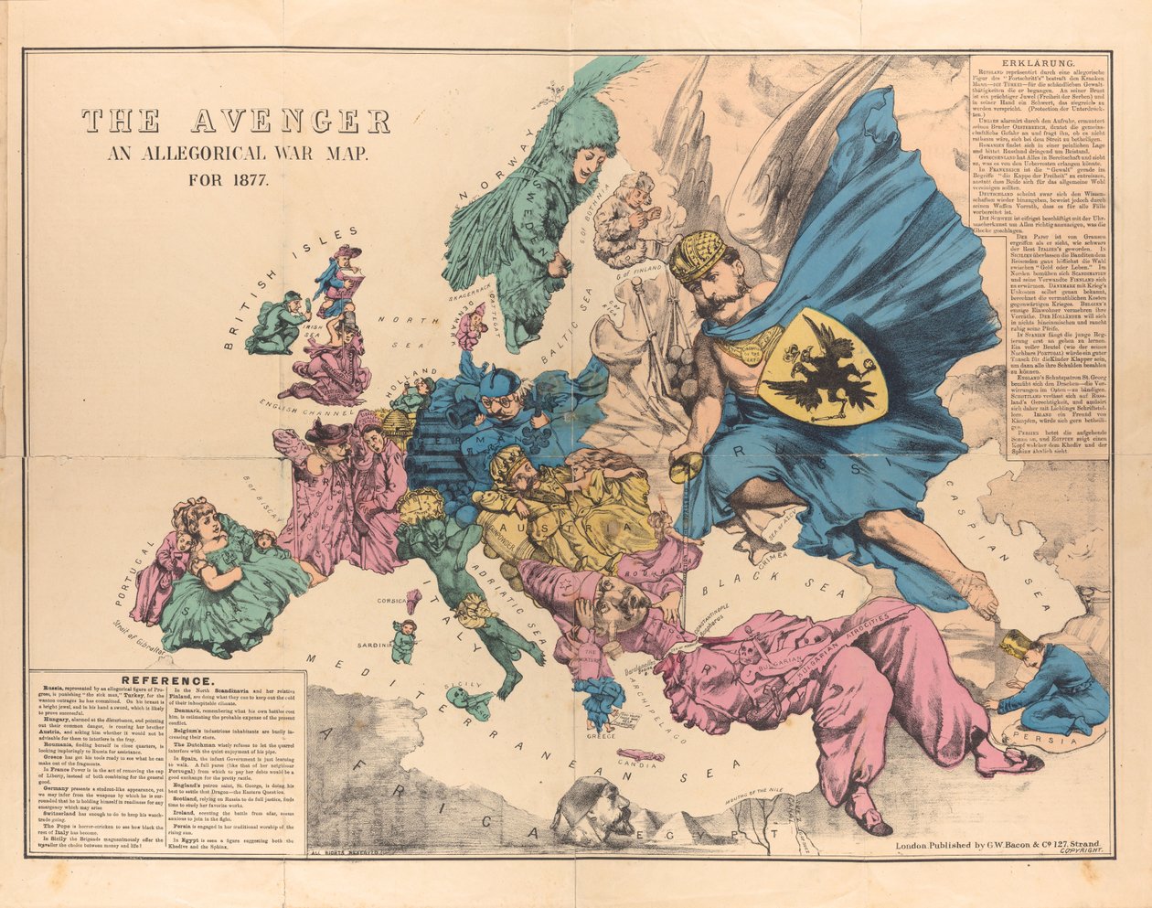 O vingador: um mapa de guerra alegórico para 1877, 1876-1877. de Unbekannt