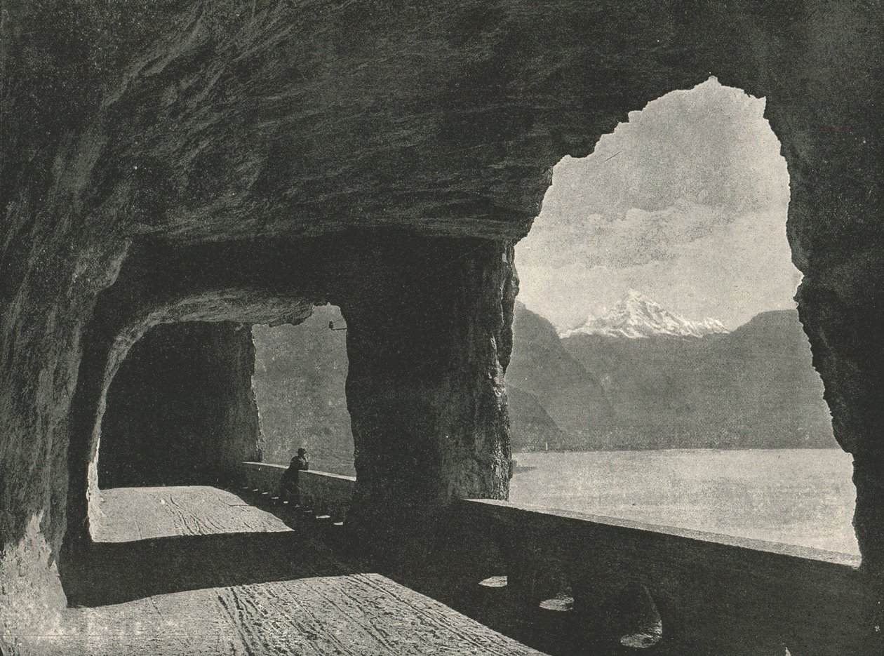 A Axenstrasse, perto de Fluelen, Suíça, 1895. de Unbekannt