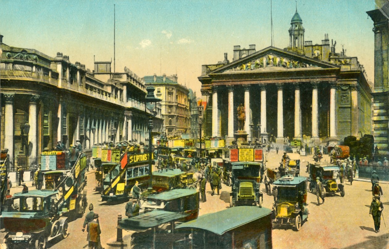 Banco da Inglaterra e Royal Exchange, Londres, c1910. de Unbekannt