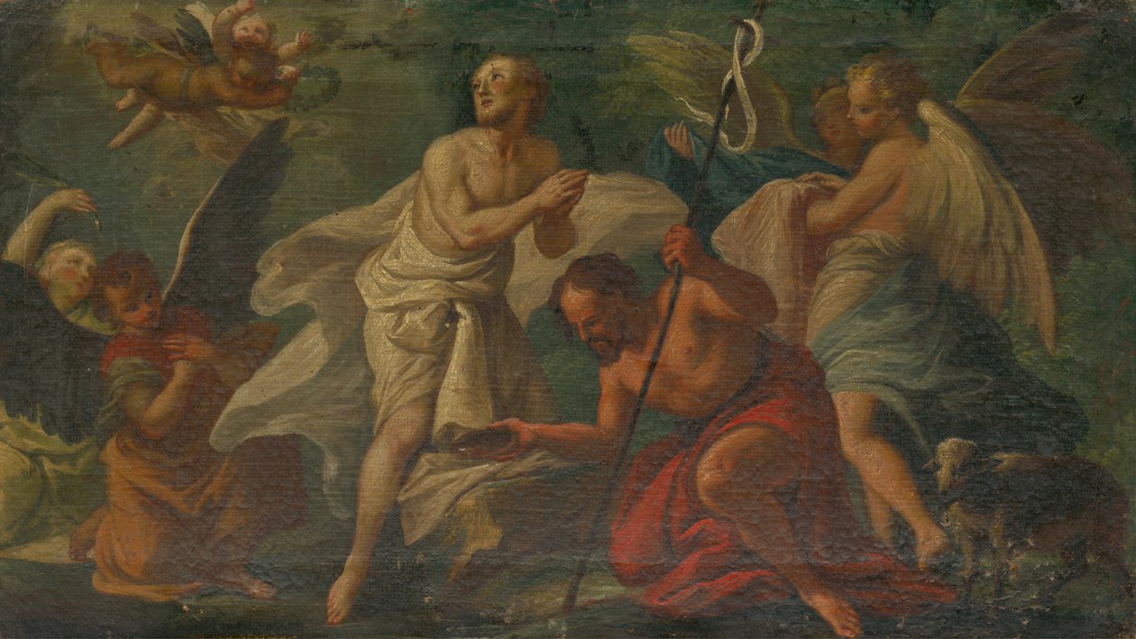 O batismo de Cristo no rio Jordão de Unbekannt