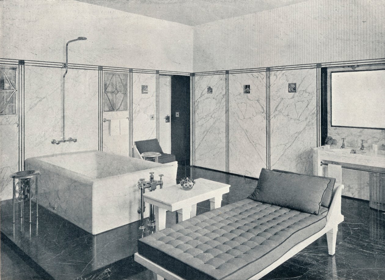 O banheiro do palácio Stoclet, Bruxelas, Bélgica, c1914 de Unbekannt