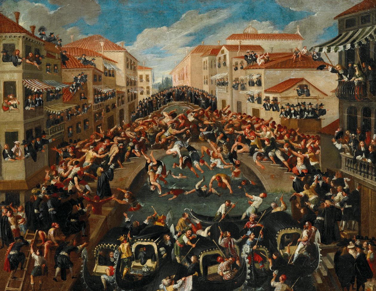 A Battaglia dei Pugni na Ponte de San Barnabé, Veneza, século XVIII. de Unbekannt