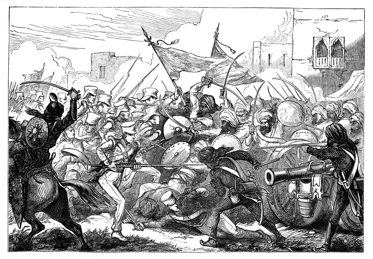 A Batalha de Gujerat, século XIX de Unbekannt