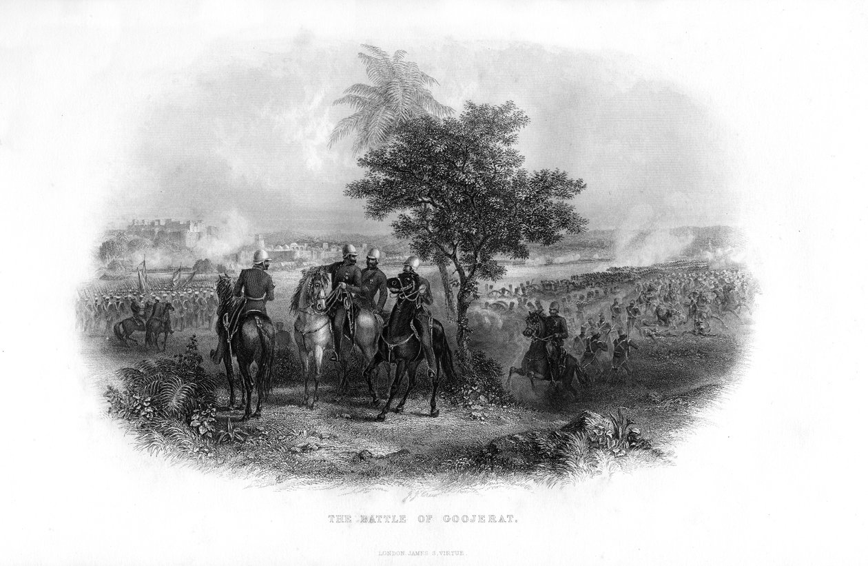 A Batalha de Goojerat, 1849, século XIX de Unbekannt