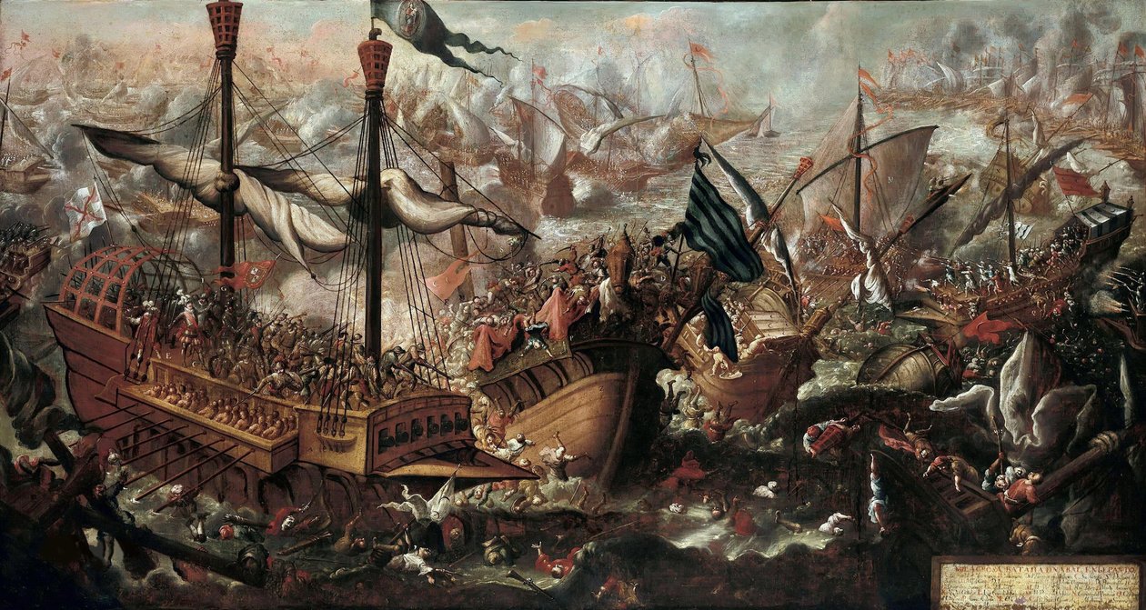 A Batalha de Lepanto, século XVII de Unbekannt