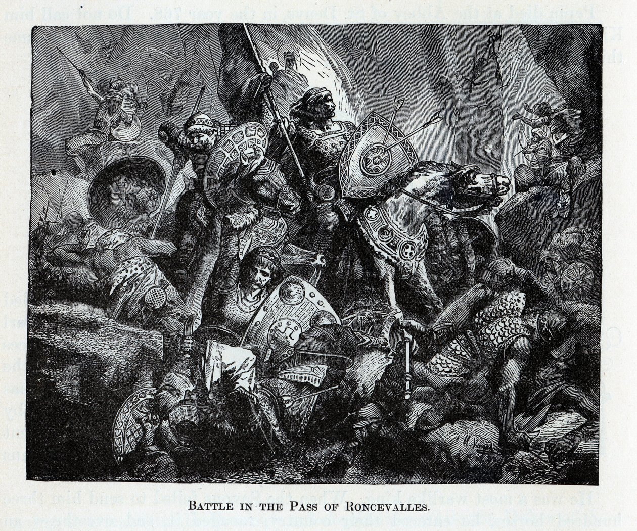A batalha de Roncevaux Pass, 1882 de Unbekannt