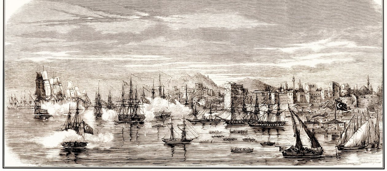 A Batalha de Sinop em 30 de novembro de 1853, meados do século XIX. de Unbekannt