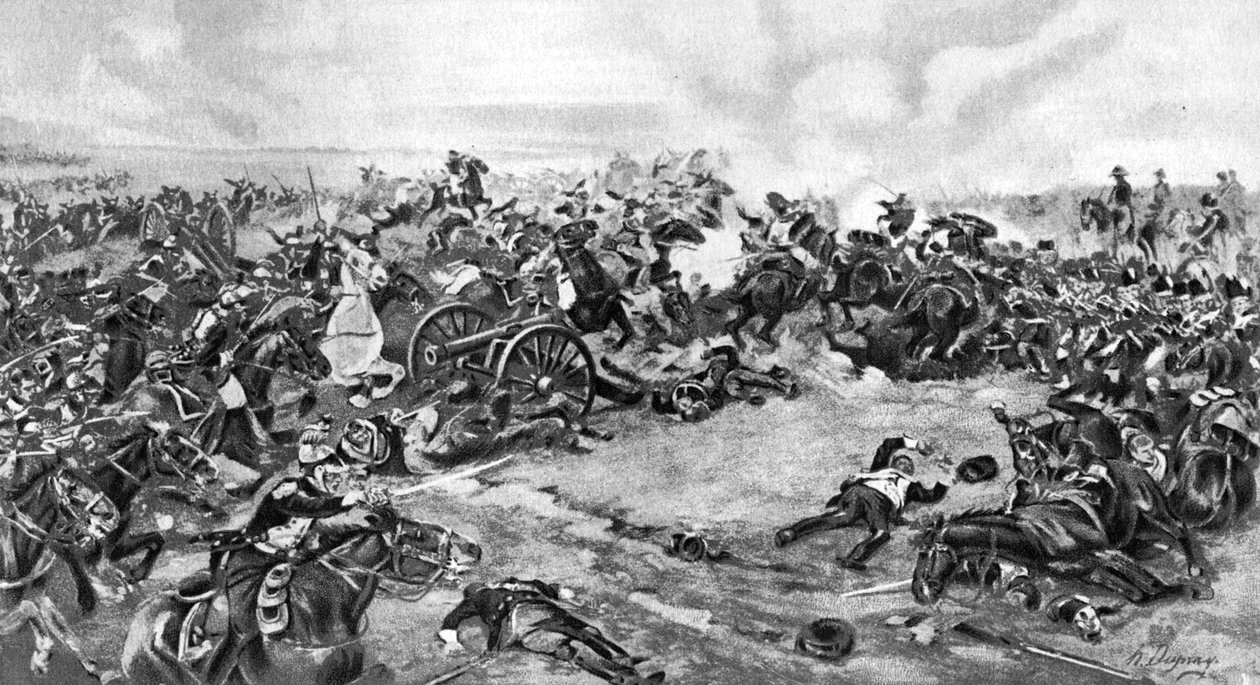 A Batalha de Waterloo, travada em 18 de junho de 1815, 1910 de Unbekannt