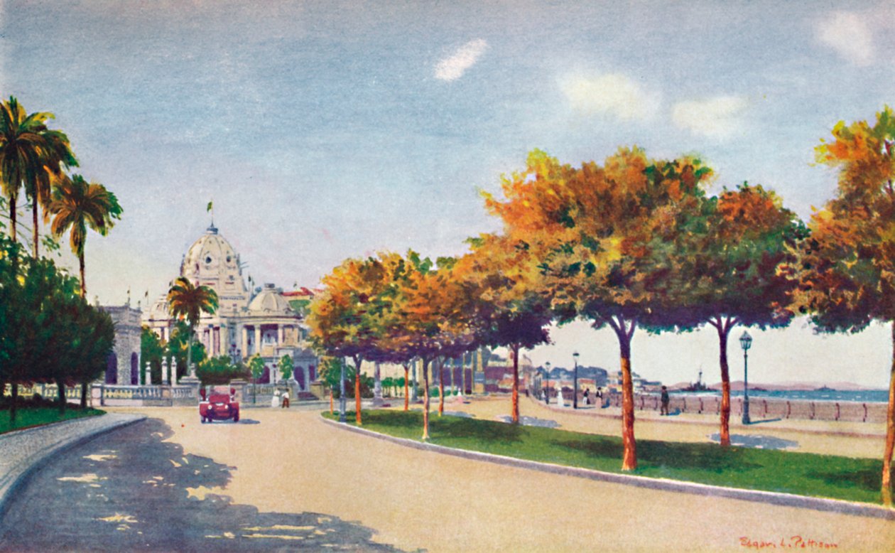 A bela Beira Mar Drive - aproximando-se do magnífico Palácio Monroe, 1914 de Unbekannt
