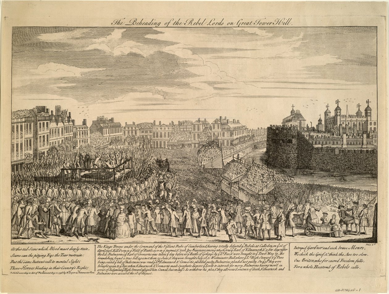 A decapitação dos rebeldes jacobitas em Tower Hill, 1746 de Unbekannt