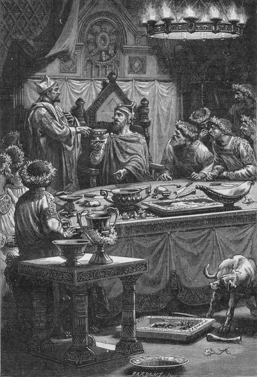 O bispo de Laon jurando lealdade a Carlos, duque de Lorena, século 10 1909 de Unbekannt