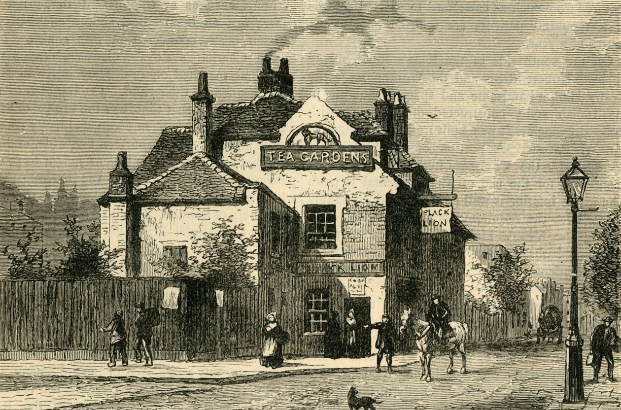 O Leão Negro, Church Street, Chelsea, em 1820, c1876. de Unbekannt