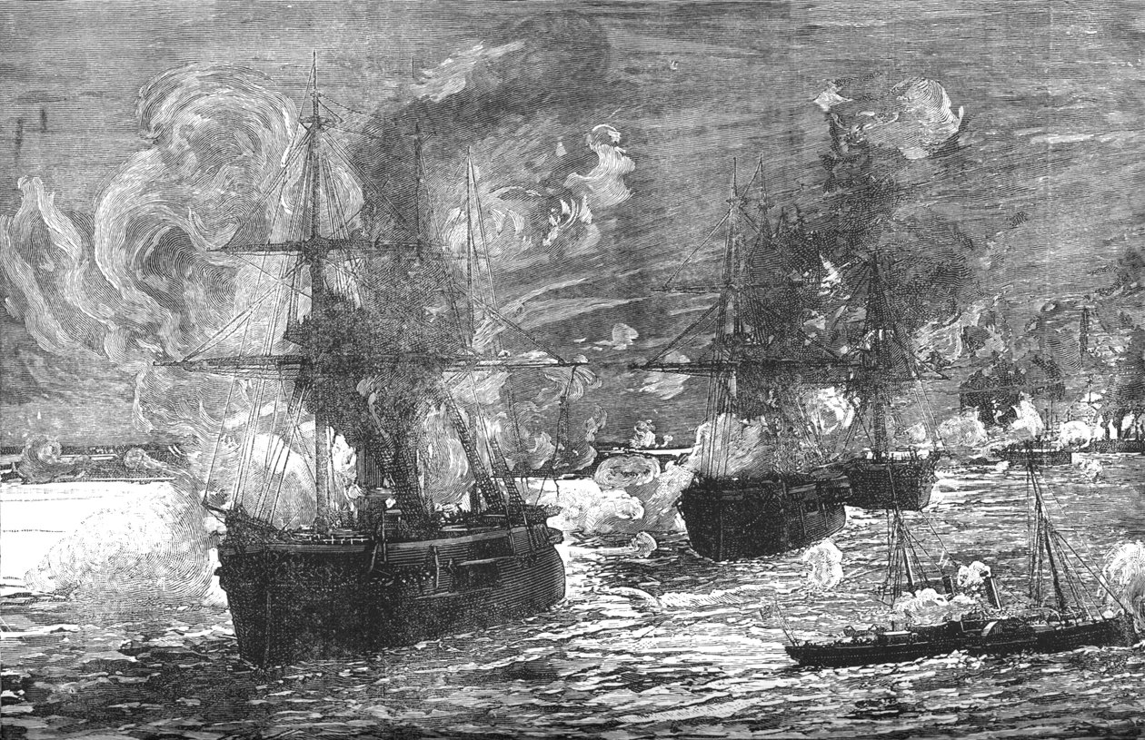 O bombardeio de Alexandria, 1882, c1882-85 de Unbekannt