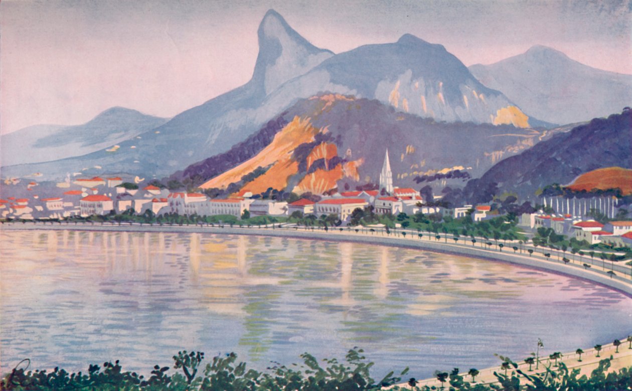 A parte de Botafogo da Avenida Rios Bay, com vista para o Corcovado, 1914 de Unbekannt