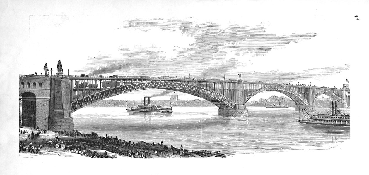 A ponte sobre o Mississippi em St. Louis, 1883 de Unbekannt