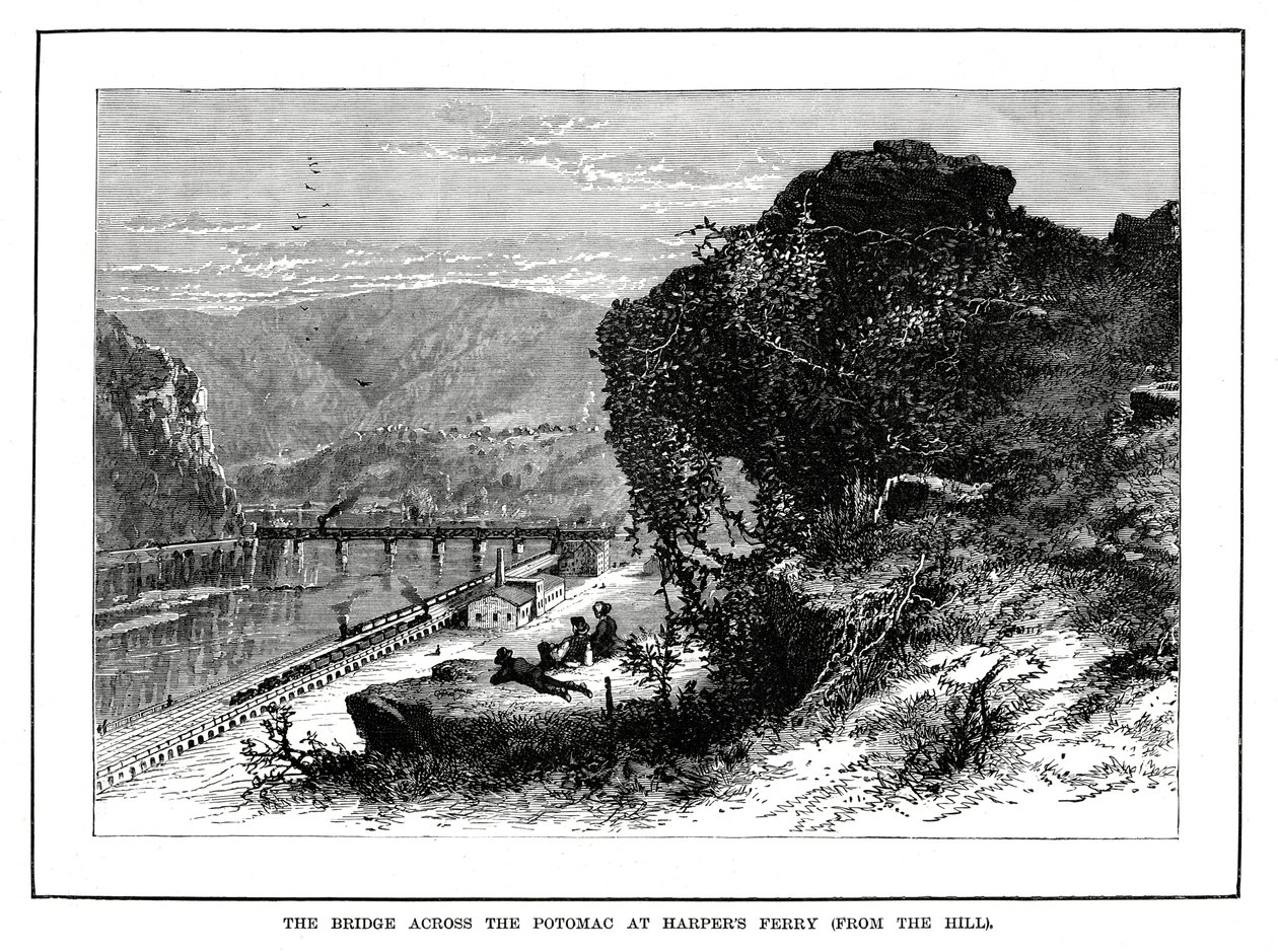 A ponte sobre o Potomac em Harpers Ferry, West Virginia, EUA, 1877 de Unbekannt