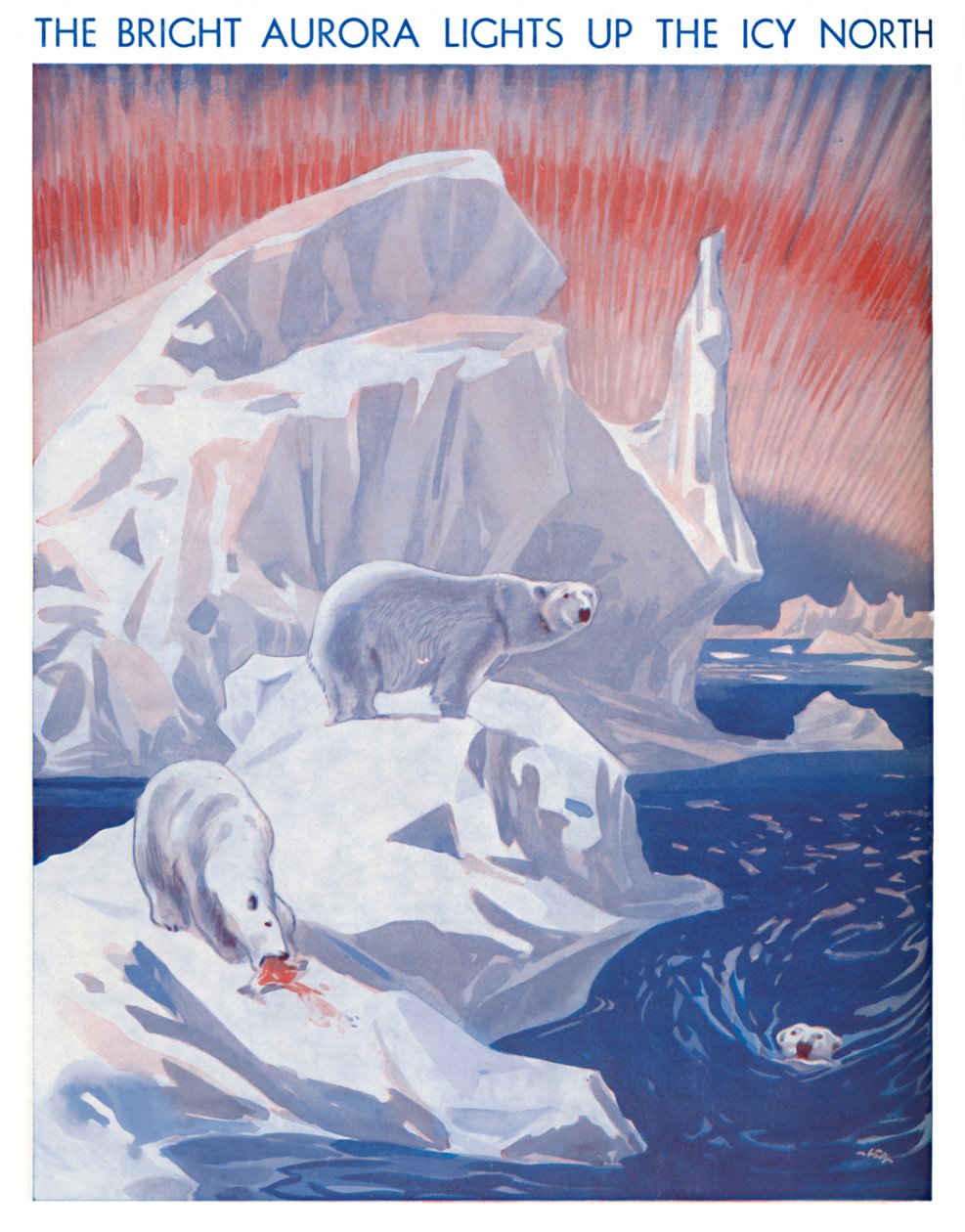 A Aurora brilhante ilumina o norte gelado, 1935 de Unbekannt